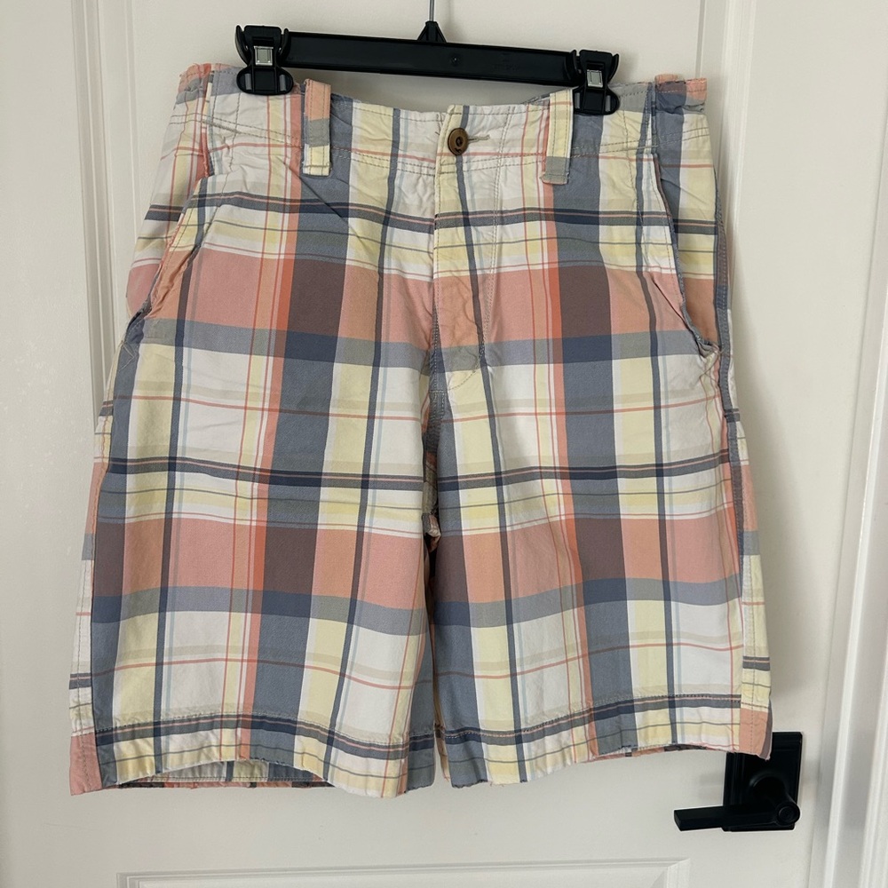 Vintage Y2K Hollister Bermuda Shorts Mens 33 Plaid Cotton Preppy Baggy Summer